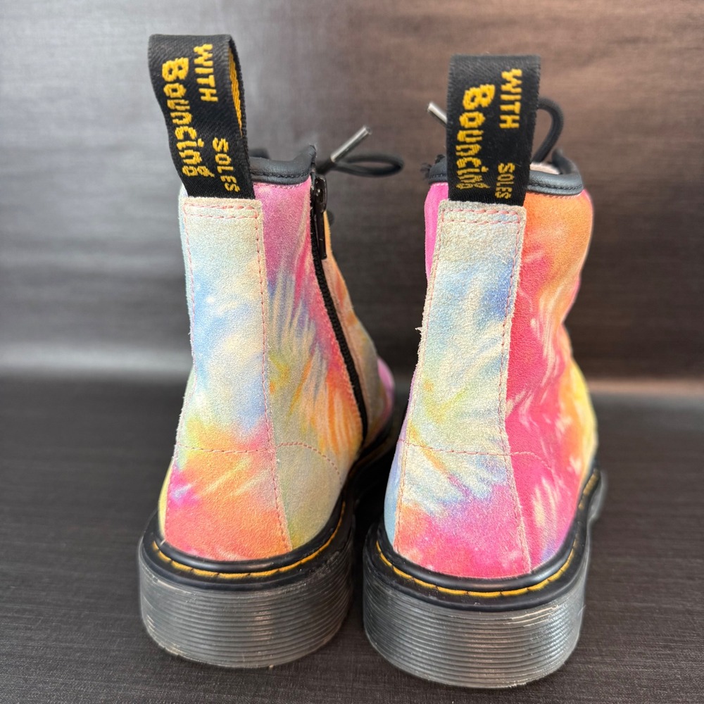 Dr. Martens 1460 Kids size 3 Tie Dye Suede Ankle Pink Yellow Blue Shoes Boots - Picture 6 of 10